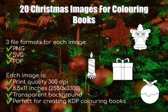 20 Christmas Images for Colouring Books: A Creative and Versatile Resource