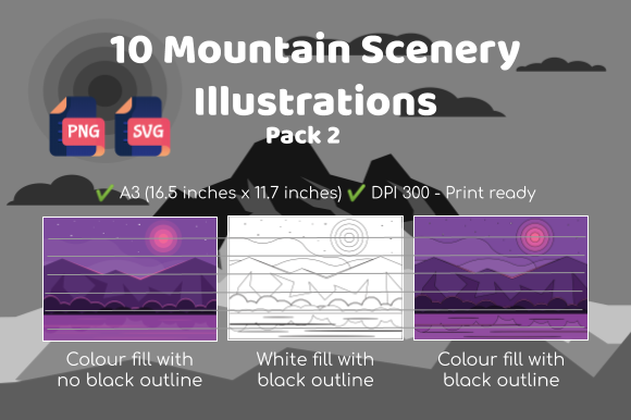 Discover the Versatility of the 10 Mountain Scenery Illustrations Pack 2