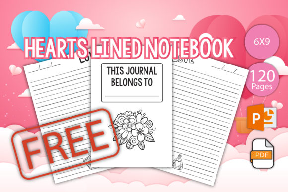 Hearts Lined Notebook for KDP Interior